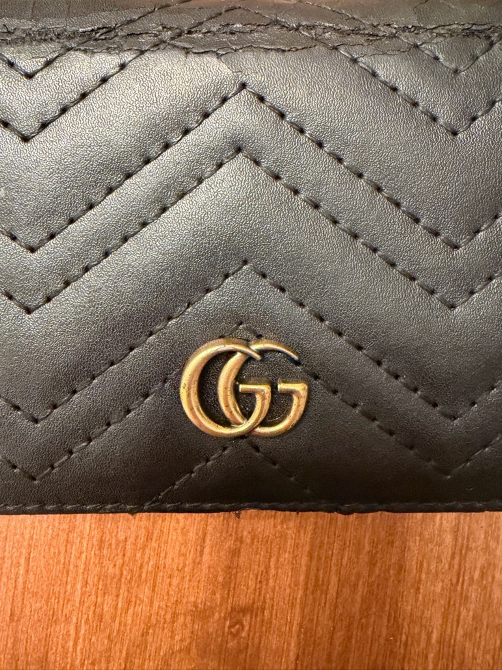 Gucci GG Marmont Card Case Women’s Wallet Black Leather Chevron Quiet Luxury - Picture 2 of 12